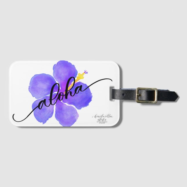 Etiqueta de Bolsa Aloha Hibisco Roxo (Frente Horizontal)
