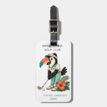 Etiqueta de Bolsa de Golfe Infantil - Retro Toucan