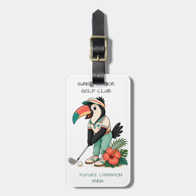 Etiqueta de Bolsa de Golfe Infantil - Retro Toucan (Frente Vertical)