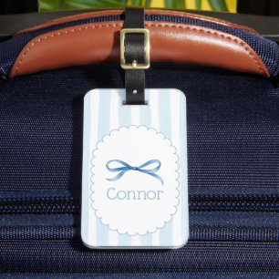 Etiqueta de Bolsa Escolar Coquete com Laço de Aqua