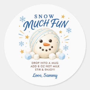 Etiqueta de Bomba de Cacau Quente Snowman Muito Di