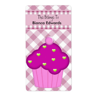 Etiqueta de Bookplate Crianças Livro Cupcake rosa 