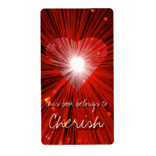 Etiqueta de bookplate do Red Heart