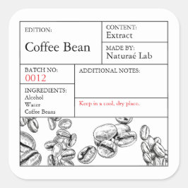 Etiqueta de Café Preto e Branco