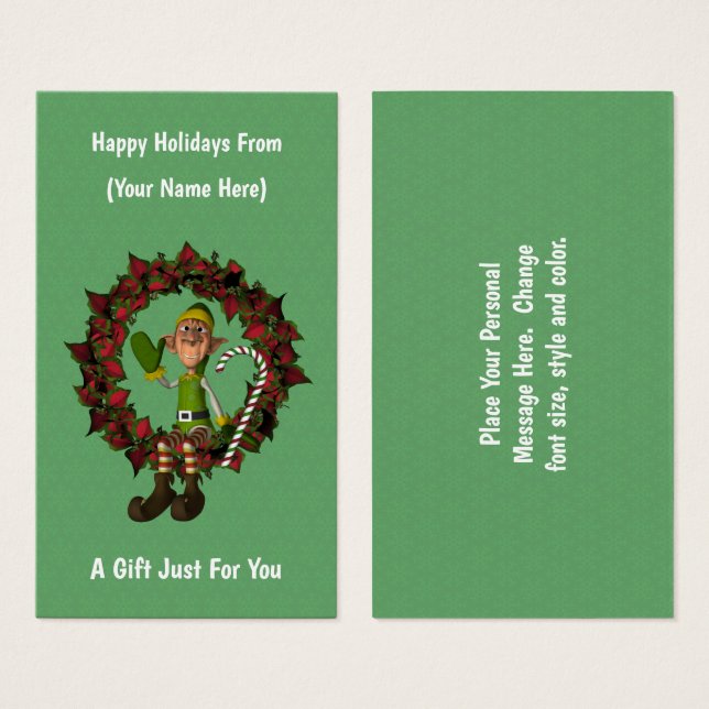 Etiqueta De Cartão De Presente De Natal Elf On Wre (Frente & Verso)