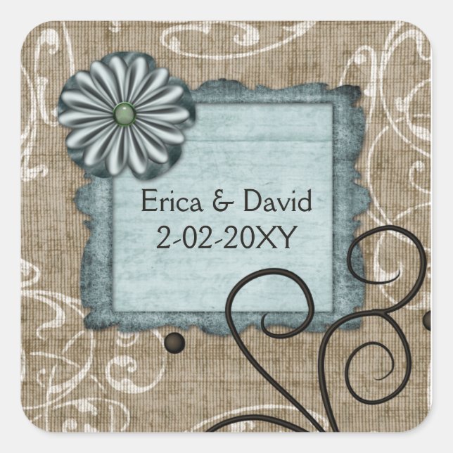 etiqueta de casamento azul (Frente)