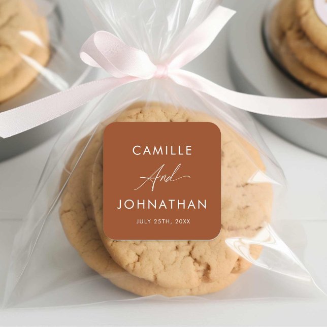 Etiqueta de Casamento Boho Terracotta (Boho Terracotta Wedding Favor Stickers)