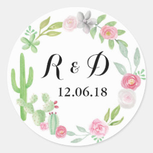 Etiqueta De Casamento Cactus Stickers Em Volta A C