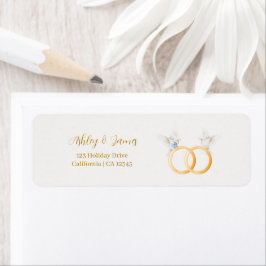 Etiqueta de Casamento de Casal Azul de Boca Simple