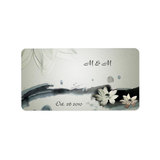 Etiqueta de Casamento de Flores Japonesas (Frente)