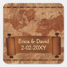 etiqueta de casamento do mapa de vintage