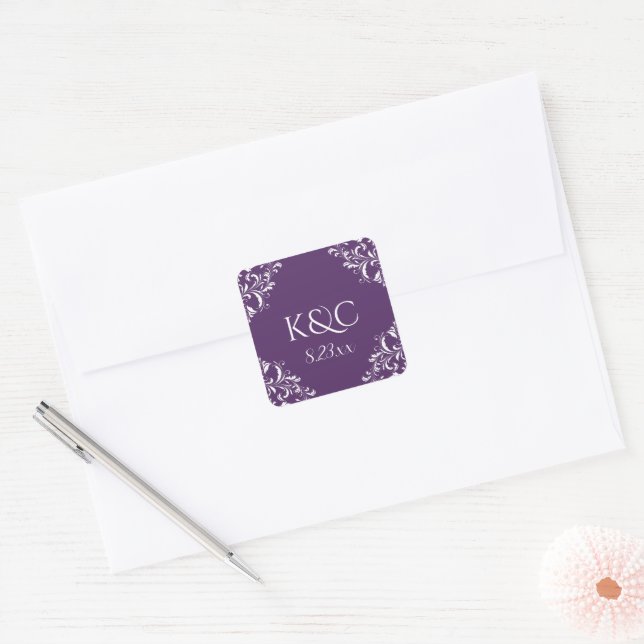 Etiqueta de Casamento Elegante | Nadina - Roxo de  (Envelope)