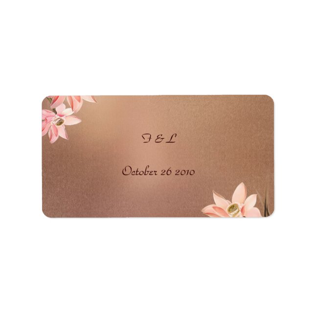 Etiqueta de Casamento Floral Beige (Frente)