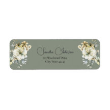 Etiqueta de casamento floral verde salvia