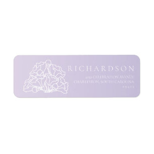 Etiqueta de Casamento Minimalista Roxo Floral Eleg