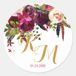 Etiqueta de Casamento Moderno Floral de Boho Water
