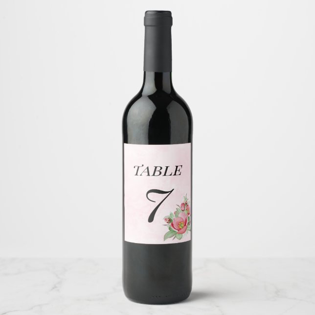 Etiqueta de casamento para o número da mesa de vin (Frente)