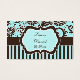 Etiqueta de Casamento tema damasco do Aqua, Marrom
