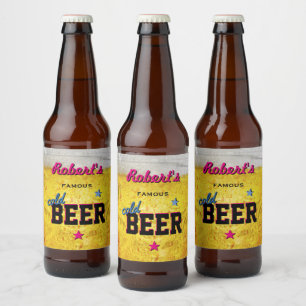 Etiqueta de cerveja com seu nome nele