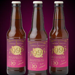 Etiqueta de cerveja cor-de-rosa, aniversário de 30