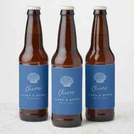 Etiqueta de Cerveja de Casamento Concha Azul Franc