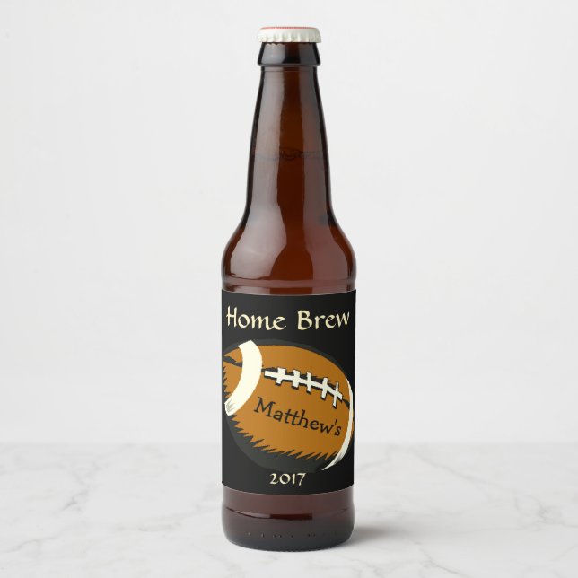 Etiqueta de cerveja de futebol preto e marrom (Frente)