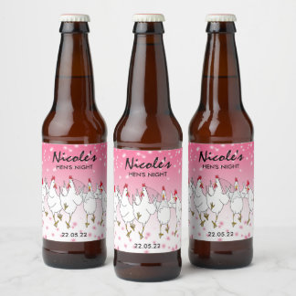 Etiqueta de Cerveja Personalizada Rosa Brilho para