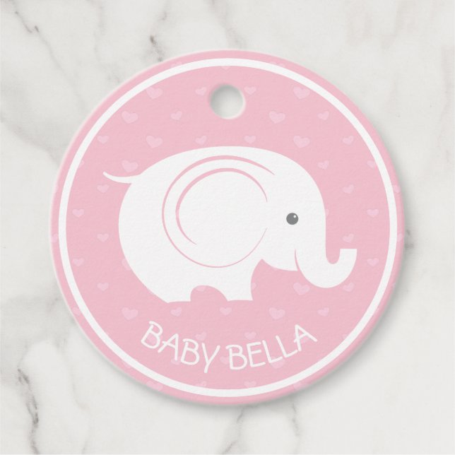 Etiqueta de Chá de Bebê com Elefante para Menina (Frente)