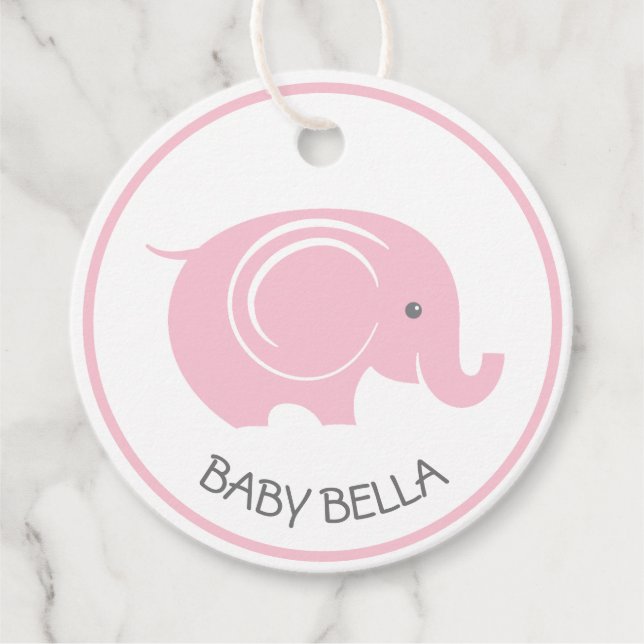 Etiqueta de Chá de Bebê com Elefante para Menina (Frente)