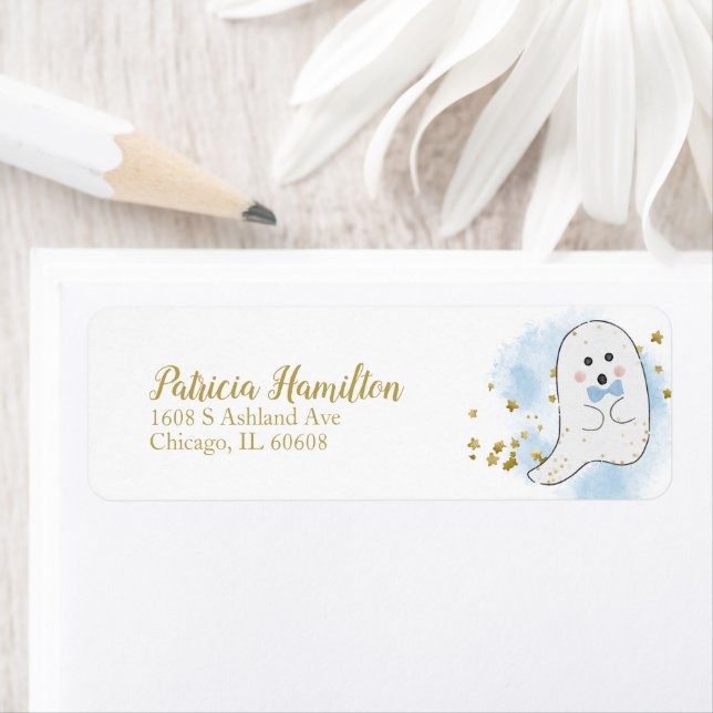 Etiqueta de Chá de Bebê de Halloween Fantasma Enca (Insitu)