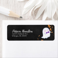 Etiqueta de Chá de Bebê de Halloween Fantasma Enca