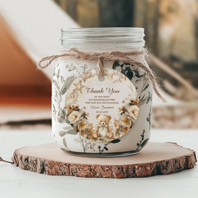 Etiqueta de Chá de fraldas do Urso Floral Elegante (Criador carregado)