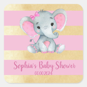 Etiqueta de Chá Elefante Dourado Rosa
