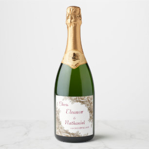 Etiqueta de Champanhe de Casamento Floral Branco 3