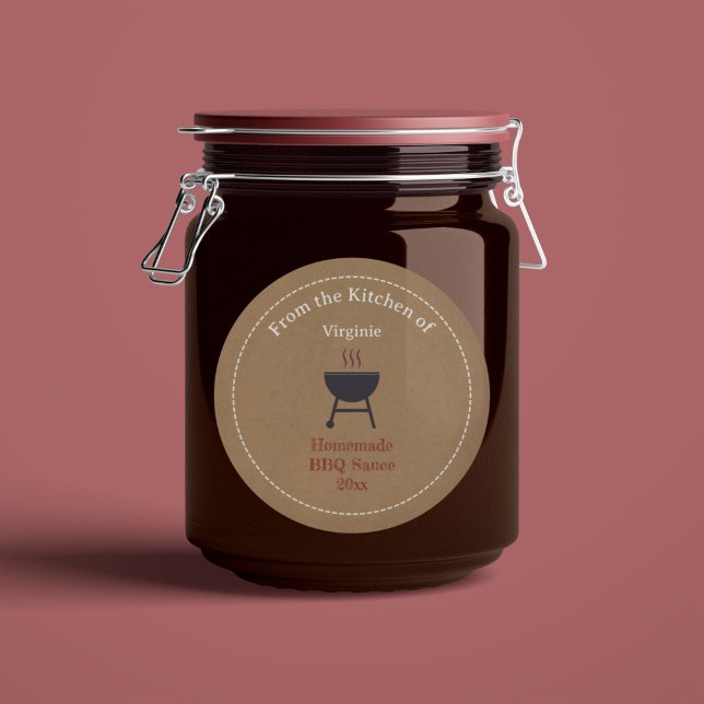 Etiqueta de CHURRASCO de Molho de Barbecue Kraft & (Kraft & Rustic Barbecue Sauce BBQ Label Sticker)