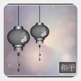 Etiqueta de cinza preta "Paz"