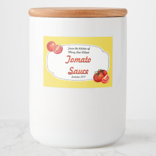 Etiqueta de colocação em latas do molho de tomat