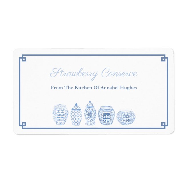 Etiqueta De Comida Azul E Branco Clássico Ou De Co (Frente)