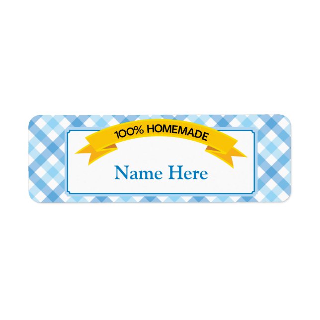 Etiqueta de Comida caseira 100% - Azul (Frente)