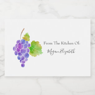 Etiqueta de Comida das Uvas de Aquarela 2