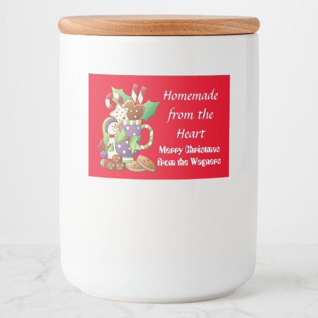 Etiqueta de comida de boneco de Natal caseiro (Frente)