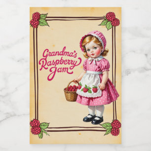 Etiqueta de Comida de Framboesa Jam Vintage