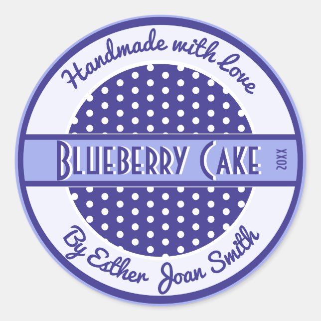 Etiqueta de Comida de Texto Personalizado Azul Ret (Frente)