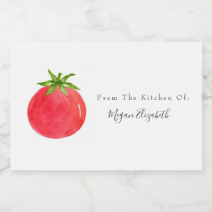 Etiqueta de Comida de Tomate de Aquarela