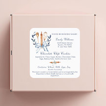 Etiqueta de comida de utensílios de arco azul eleg