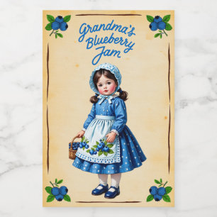 Etiqueta de Comida do Blueberry Jam Vintage