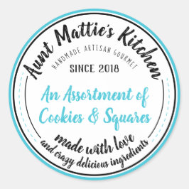 Etiqueta de Comida Gourmet Feita à mão azul Turque