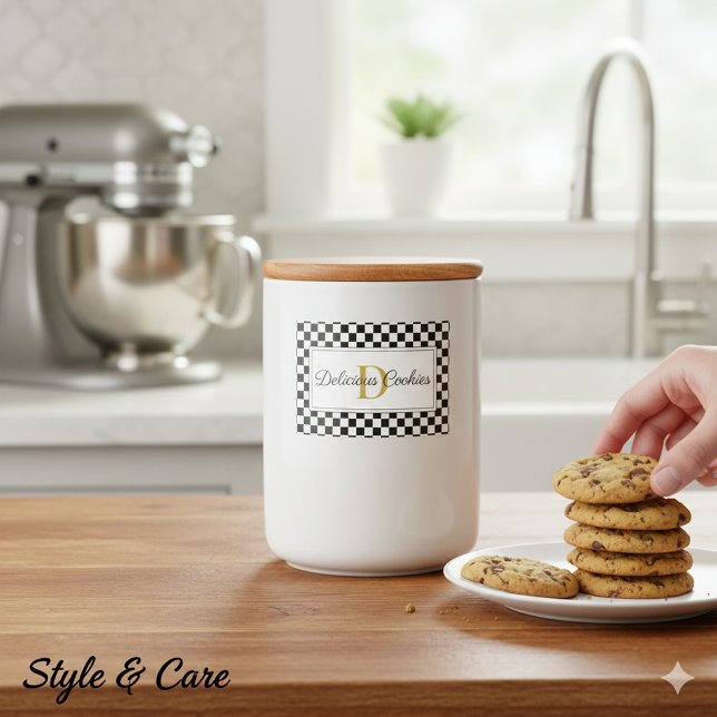 Etiqueta de Comida Personalizada Elegante com Desi (Elegant Personalized Food Label with Monogram Design)