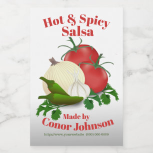 Etiqueta de Comida Salsa Hot e Spicy 2 x 3"