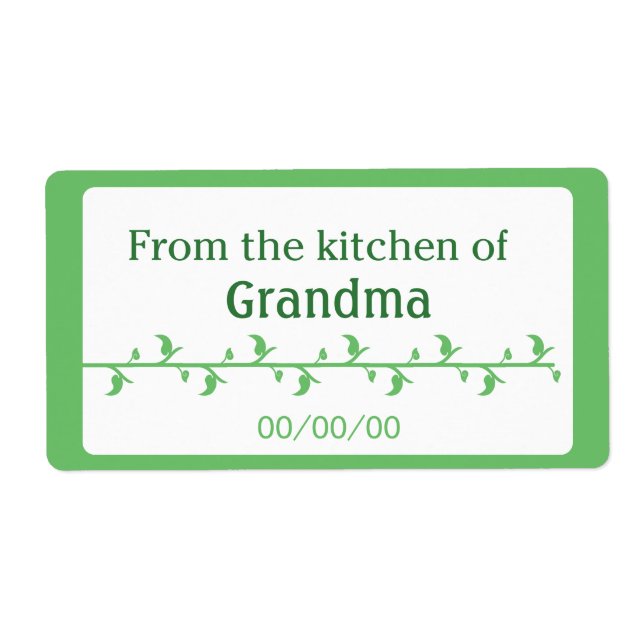 Etiqueta de Comida Verde (Frente)